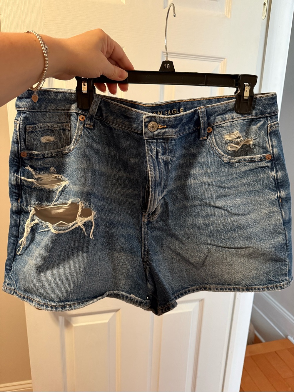American Eagle Outfitters Distressed Denim Jean Shorts - Blue